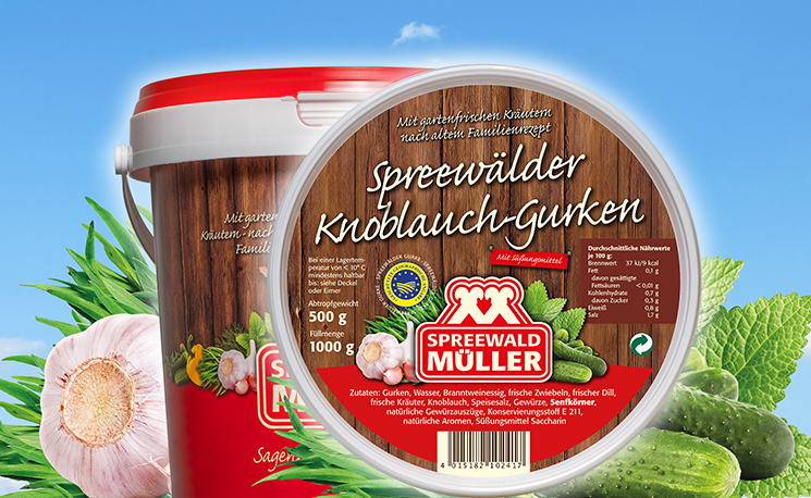 Spreewälder Knoblauch-Gurken, 1 Liter Eimer